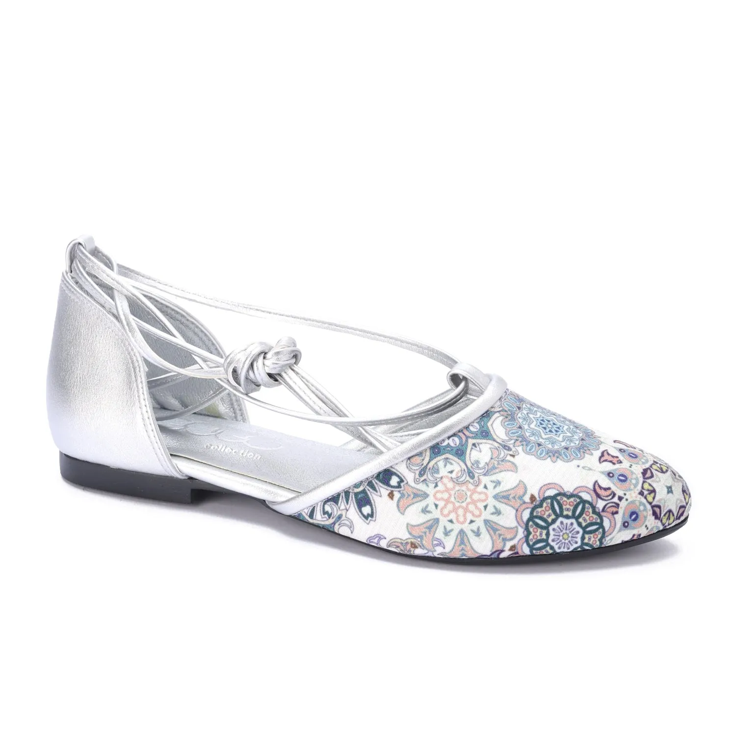 Multi-Strap Lace-Up Flat-Silver