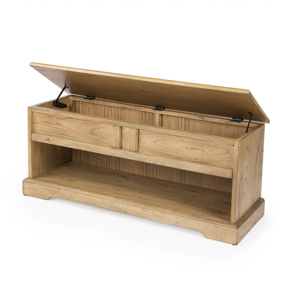 NATURAL WOOD CLASSIC BENCH WITH STORAGE