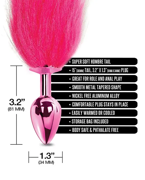 Nixie Metal Butt Plug with Faux Fur Tail - Pink Metallic