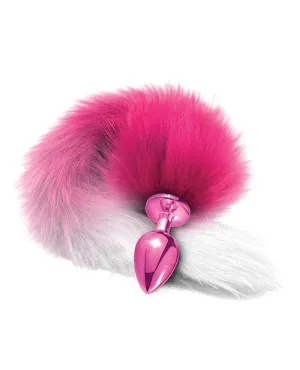 Nixie Metal Butt Plug with Faux Fur Tail - Pink Metallic