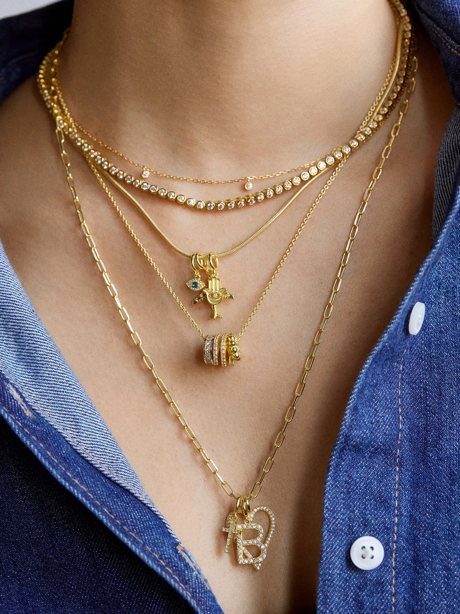 Pavé Initial Cluster Charm - S