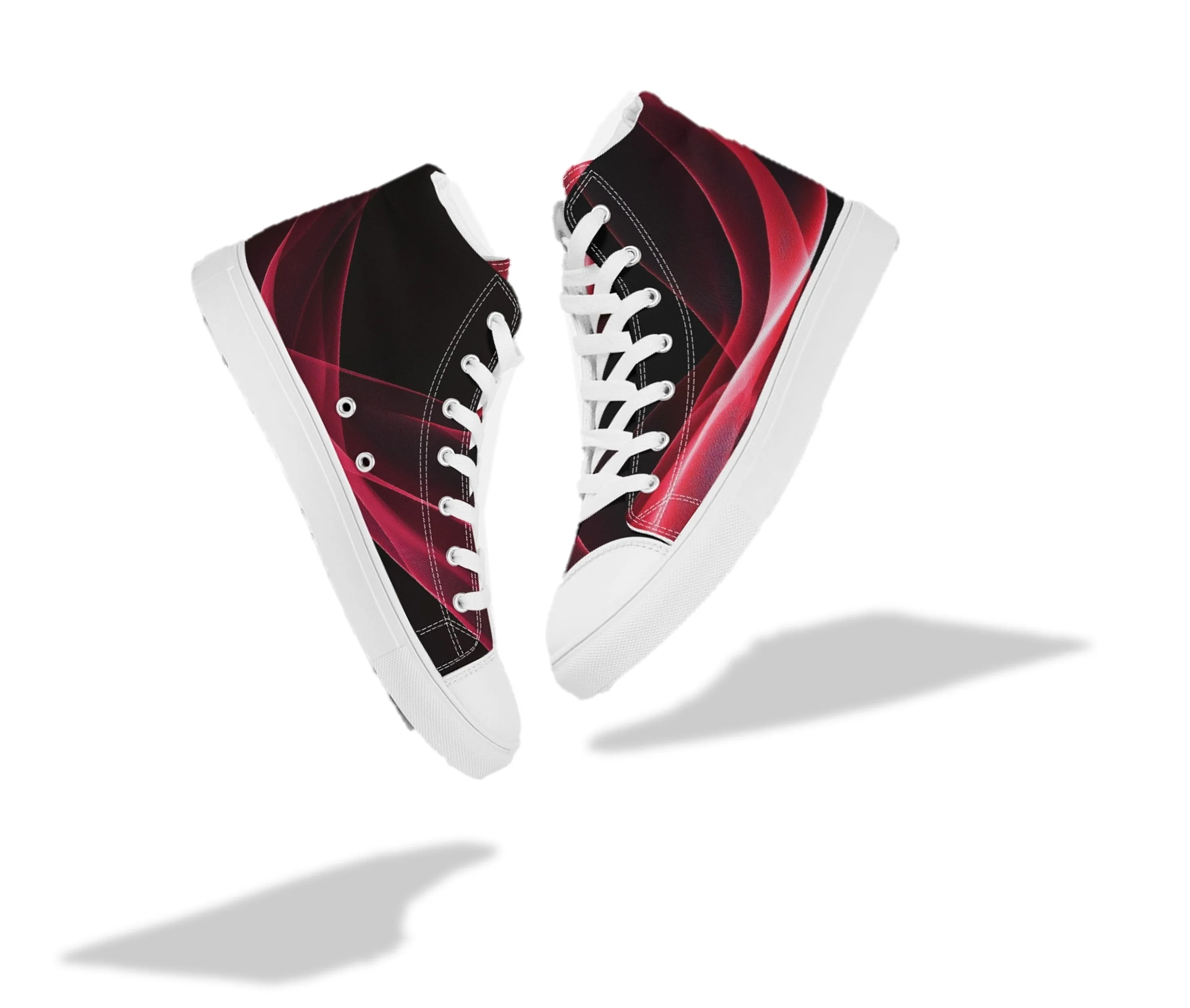 Printed Sneakers for Girls. Hi-Tops Fashion Sneakers. Reddish Black Canvas Shoes. WickedYo.