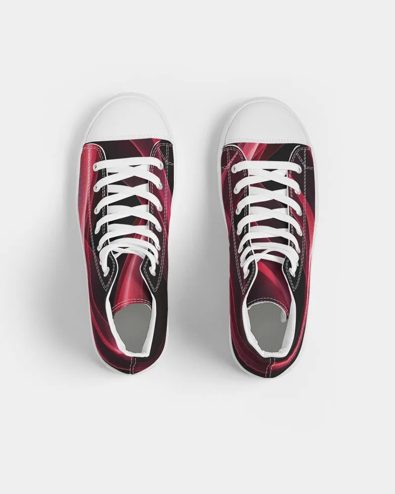 Printed Sneakers for Girls. Hi-Tops Fashion Sneakers. Reddish Black Canvas Shoes. WickedYo.