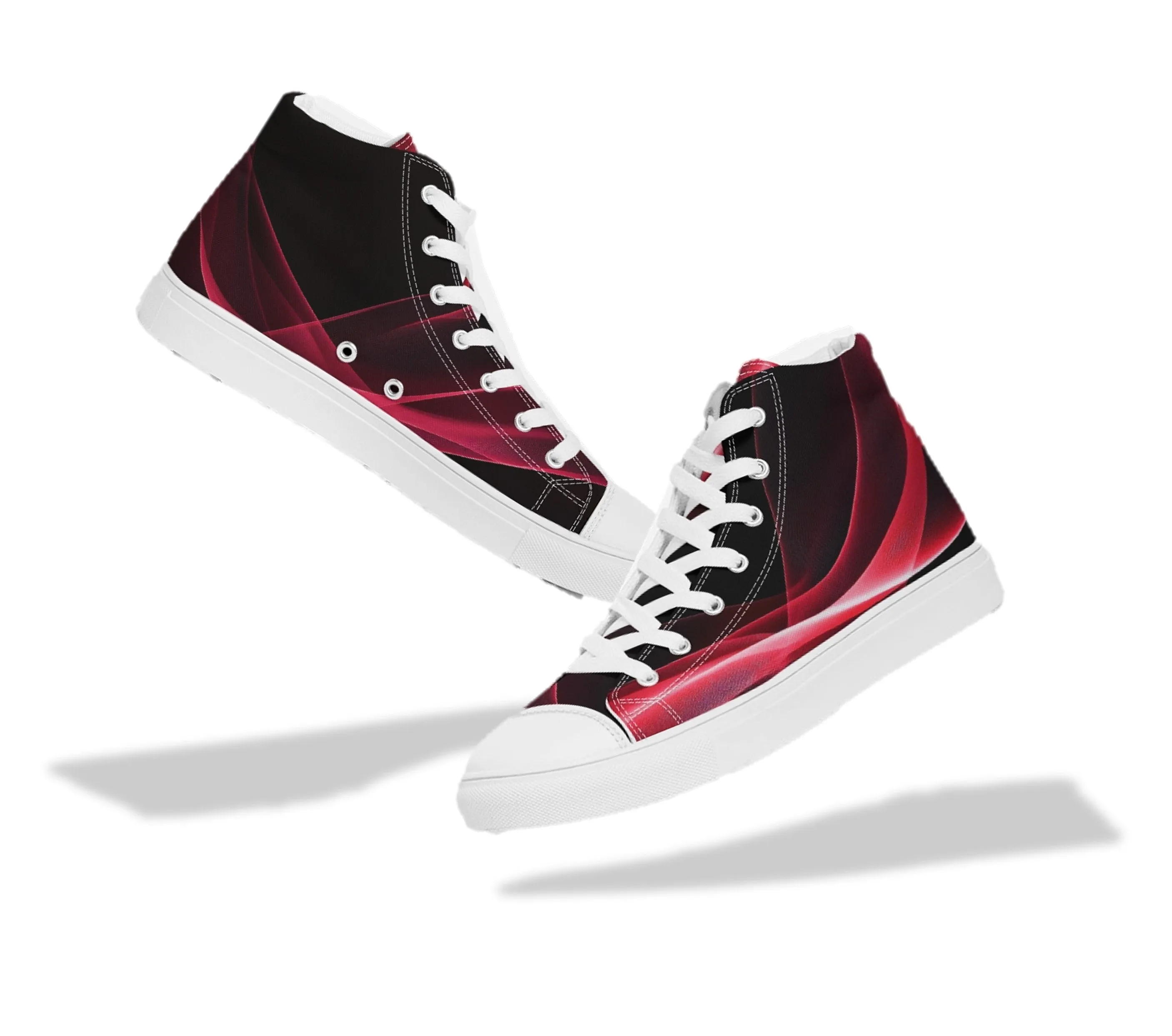 Printed Sneakers for Girls. Hi-Tops Fashion Sneakers. Reddish Black Canvas Shoes. WickedYo.