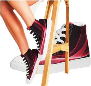 Printed Sneakers for Girls. Hi-Tops Fashion Sneakers. Reddish Black Canvas Shoes. WickedYo.