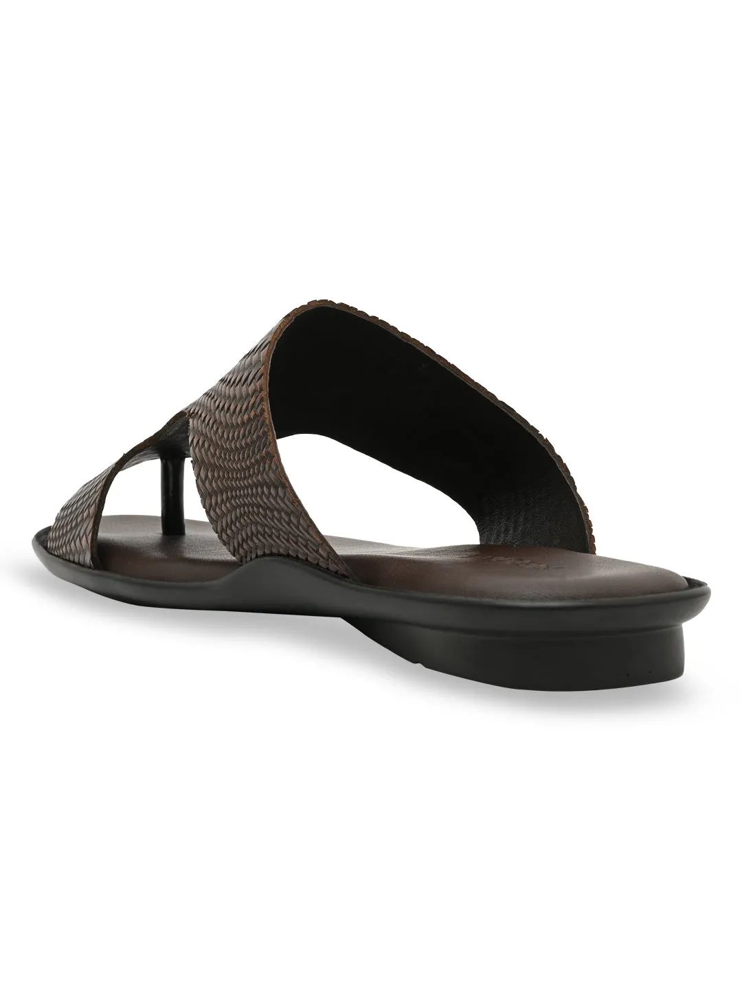 Regal Brown Men Leather Woven Sandals