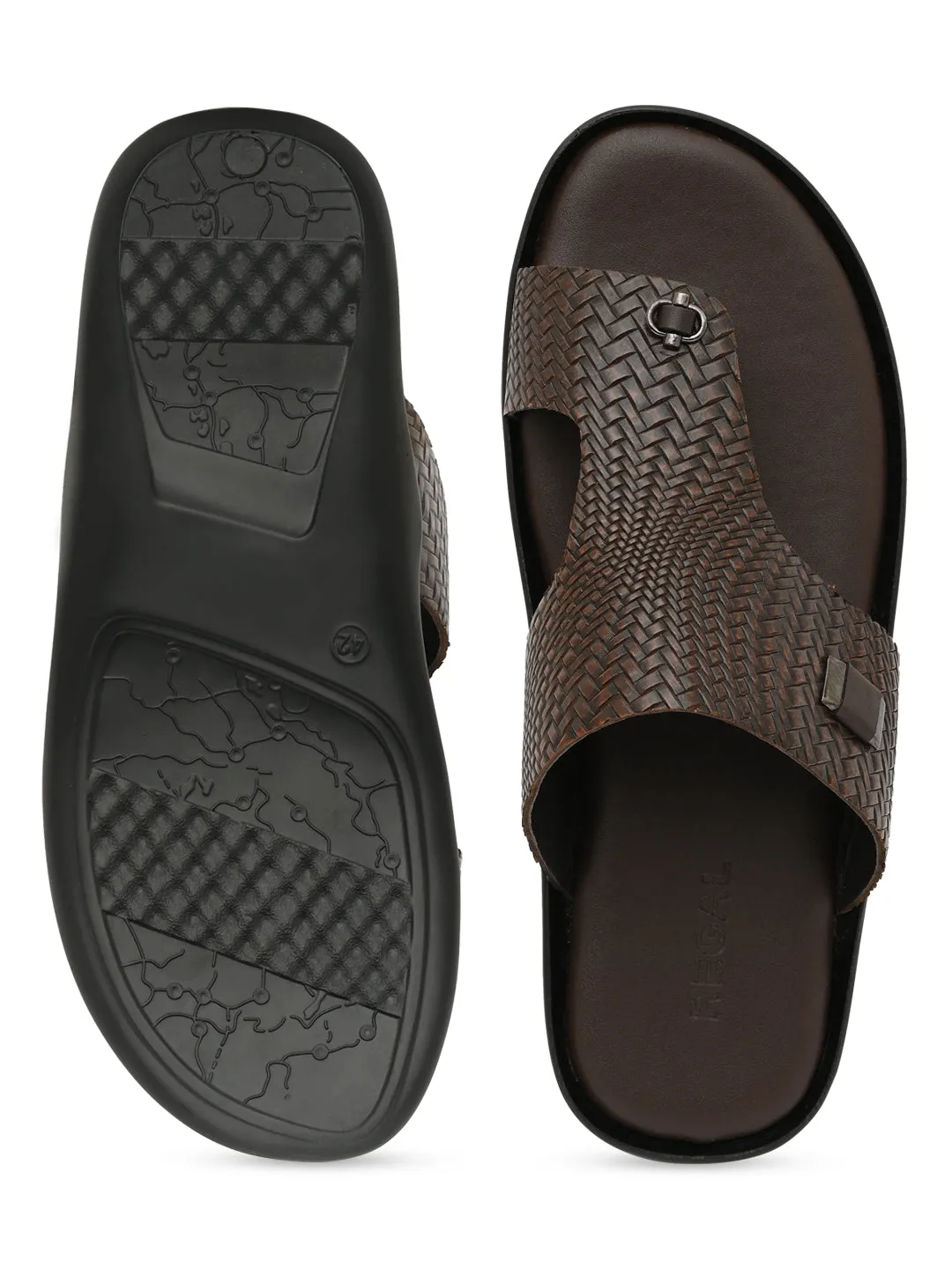 Regal Brown Men Leather Woven Sandals