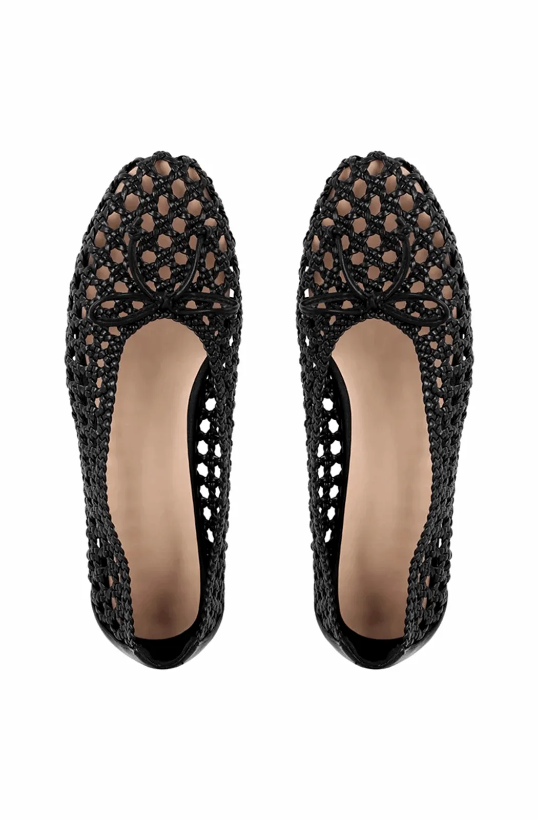 Round toe thick mesh ballerinas