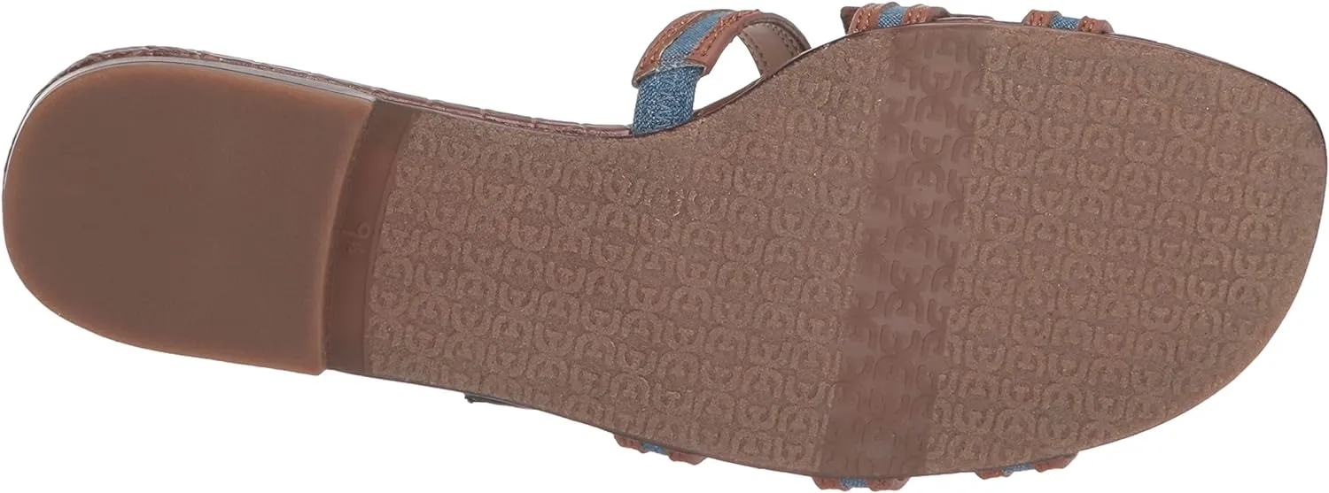 Sam Edelman Bay Multi Washed Indigo Leather Embellished Leather Strap Sandals