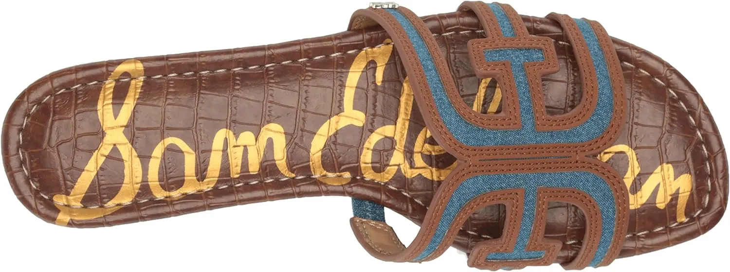 Sam Edelman Bay Multi Washed Indigo Leather Embellished Leather Strap Sandals