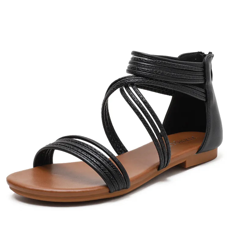 Sandals Female Versatile Fairy Style Roman Shoes Flat Bohemian Beach Shoes