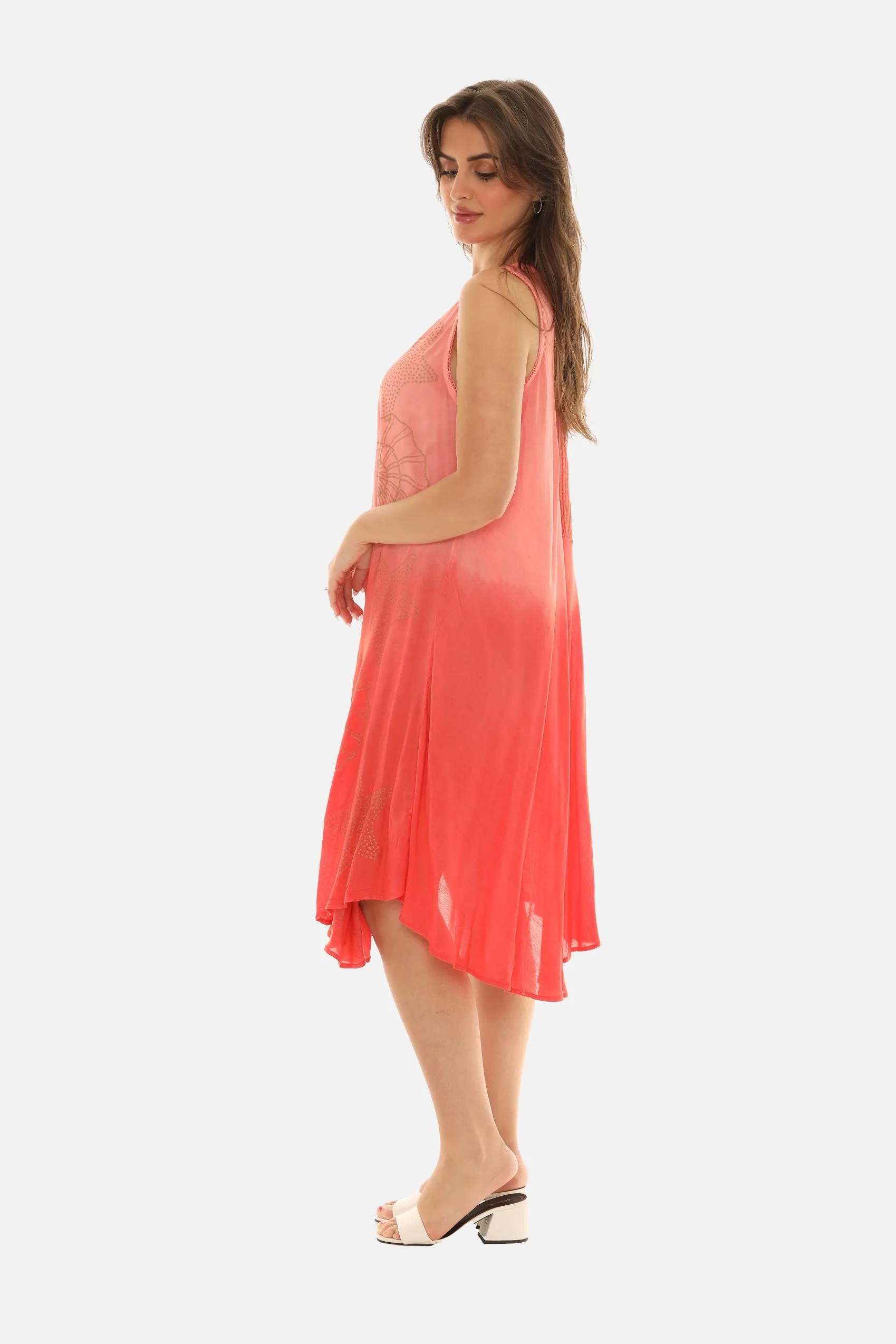 Sea Shell Print on Rayon Women's Midi Dress