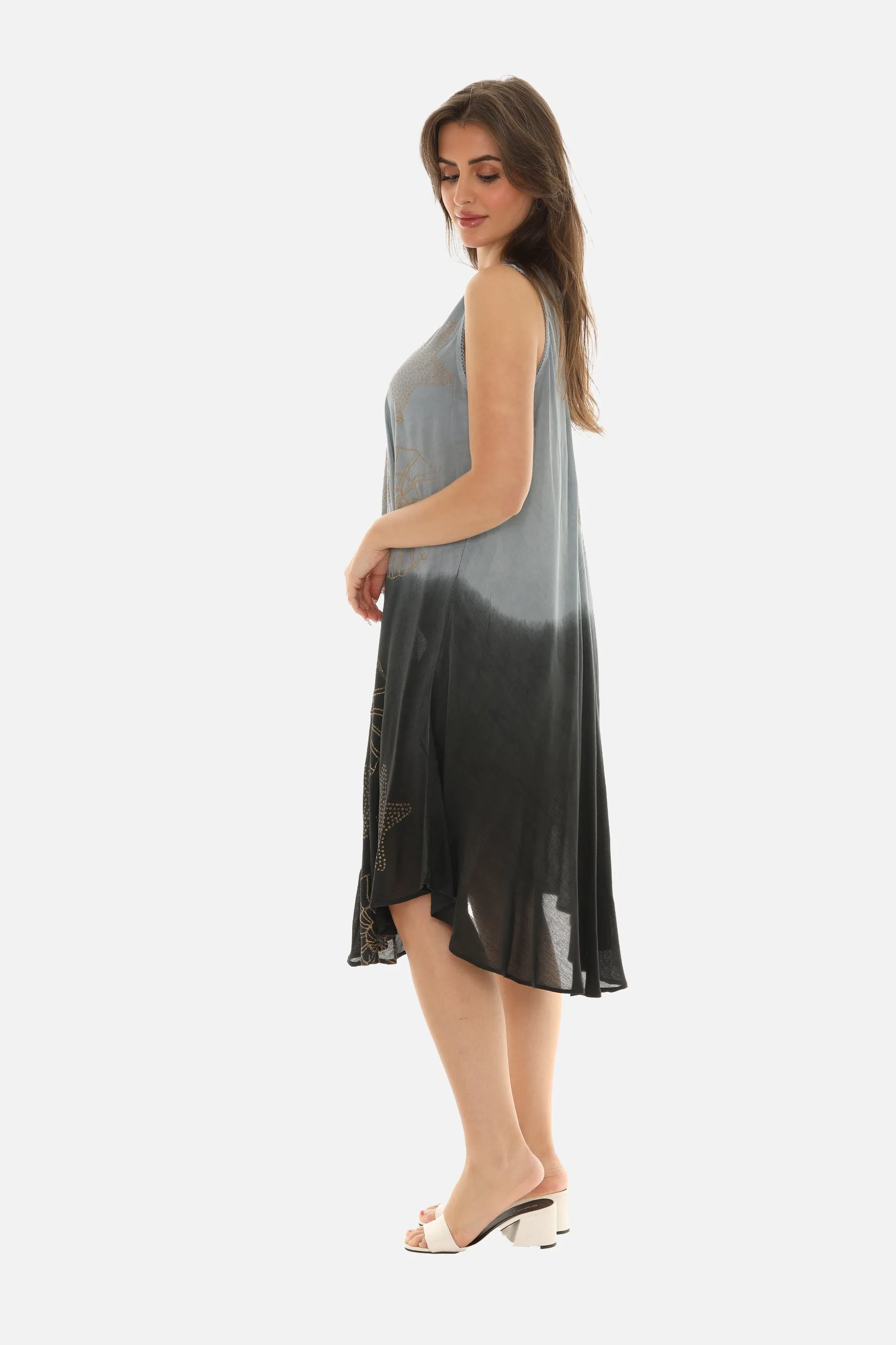 Sea Shell Print on Rayon Women's Midi Dress