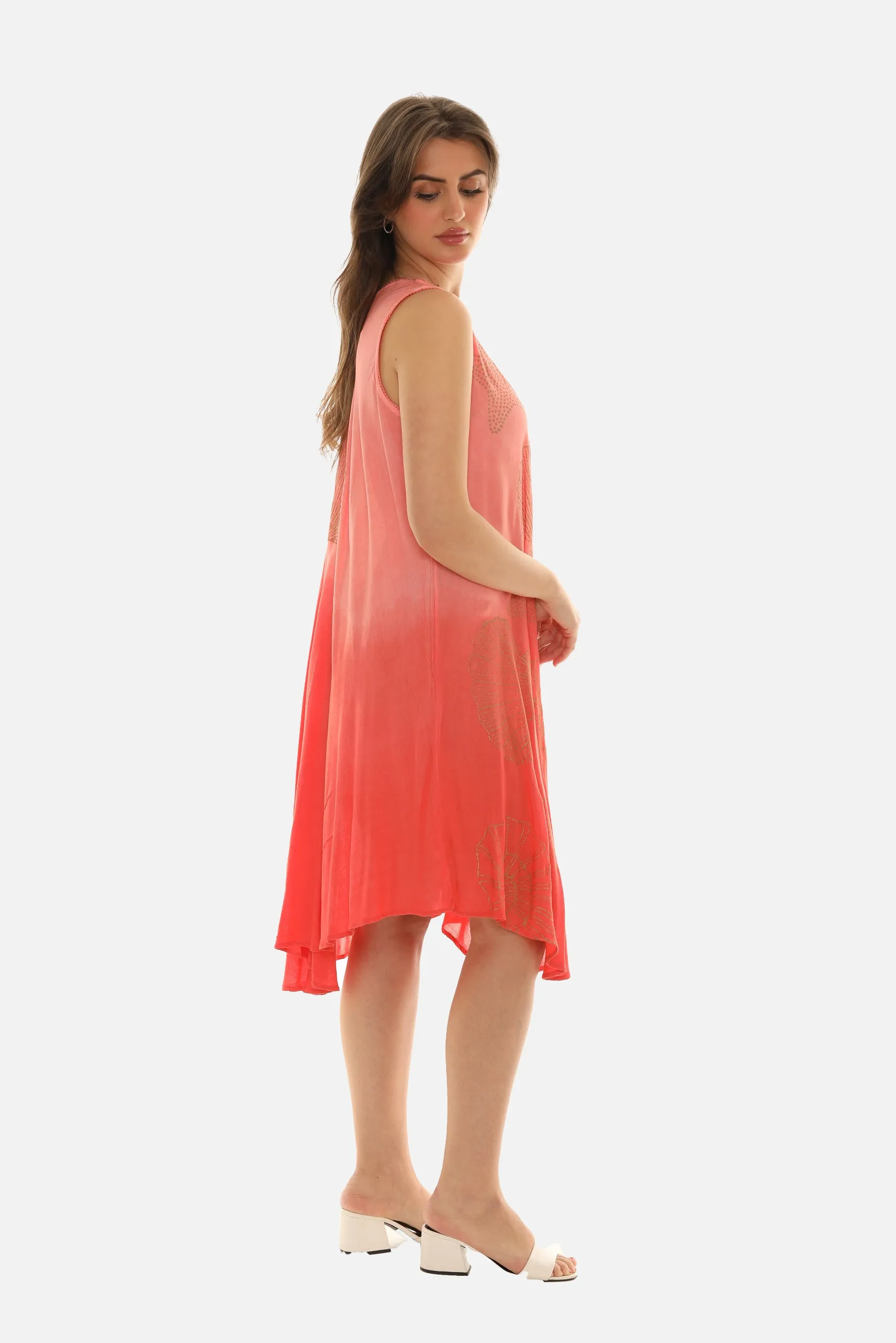 Sea Shell Print on Rayon Women's Midi Dress