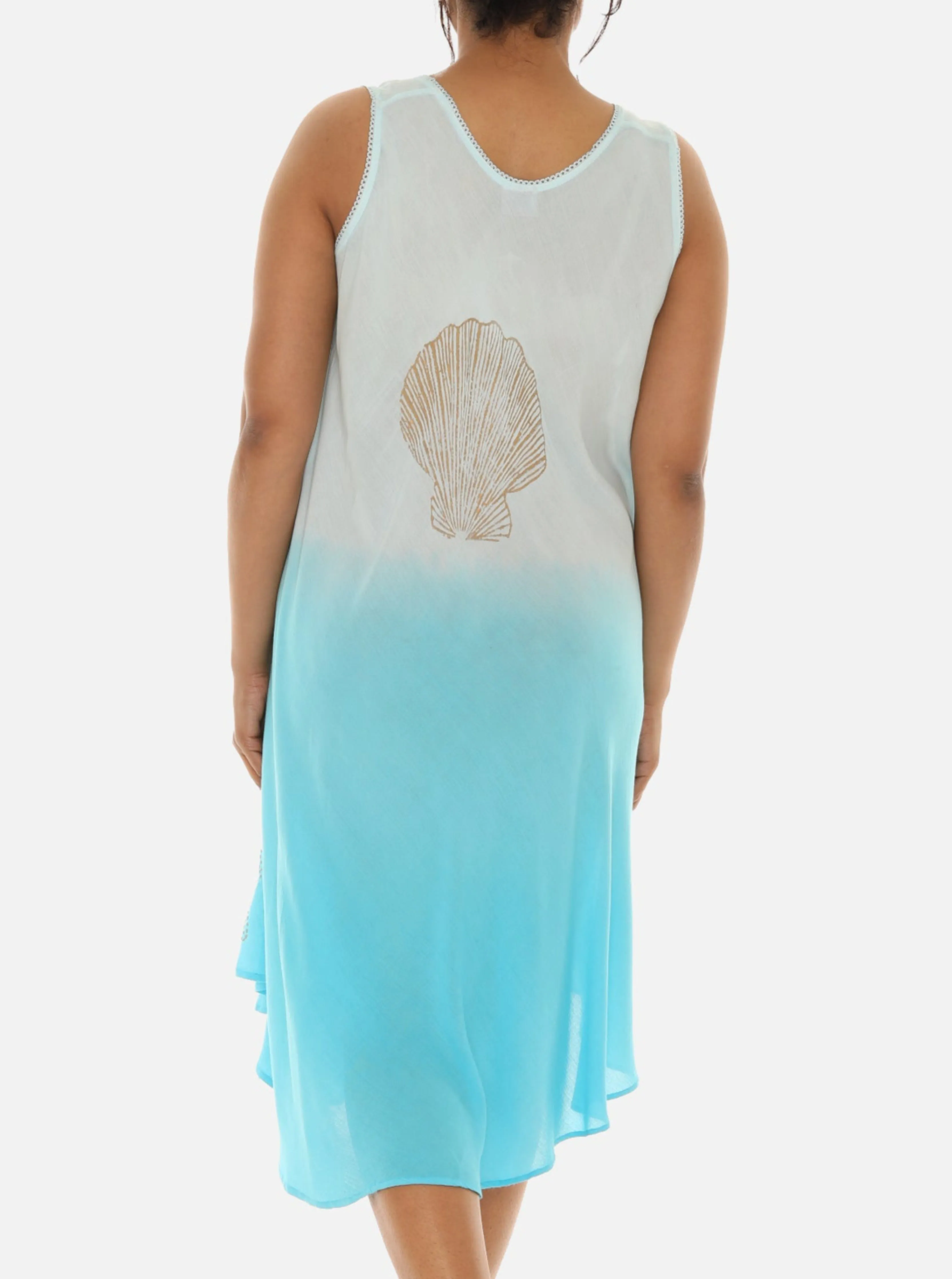 Sea Shell Print on Rayon Women's Midi Dress