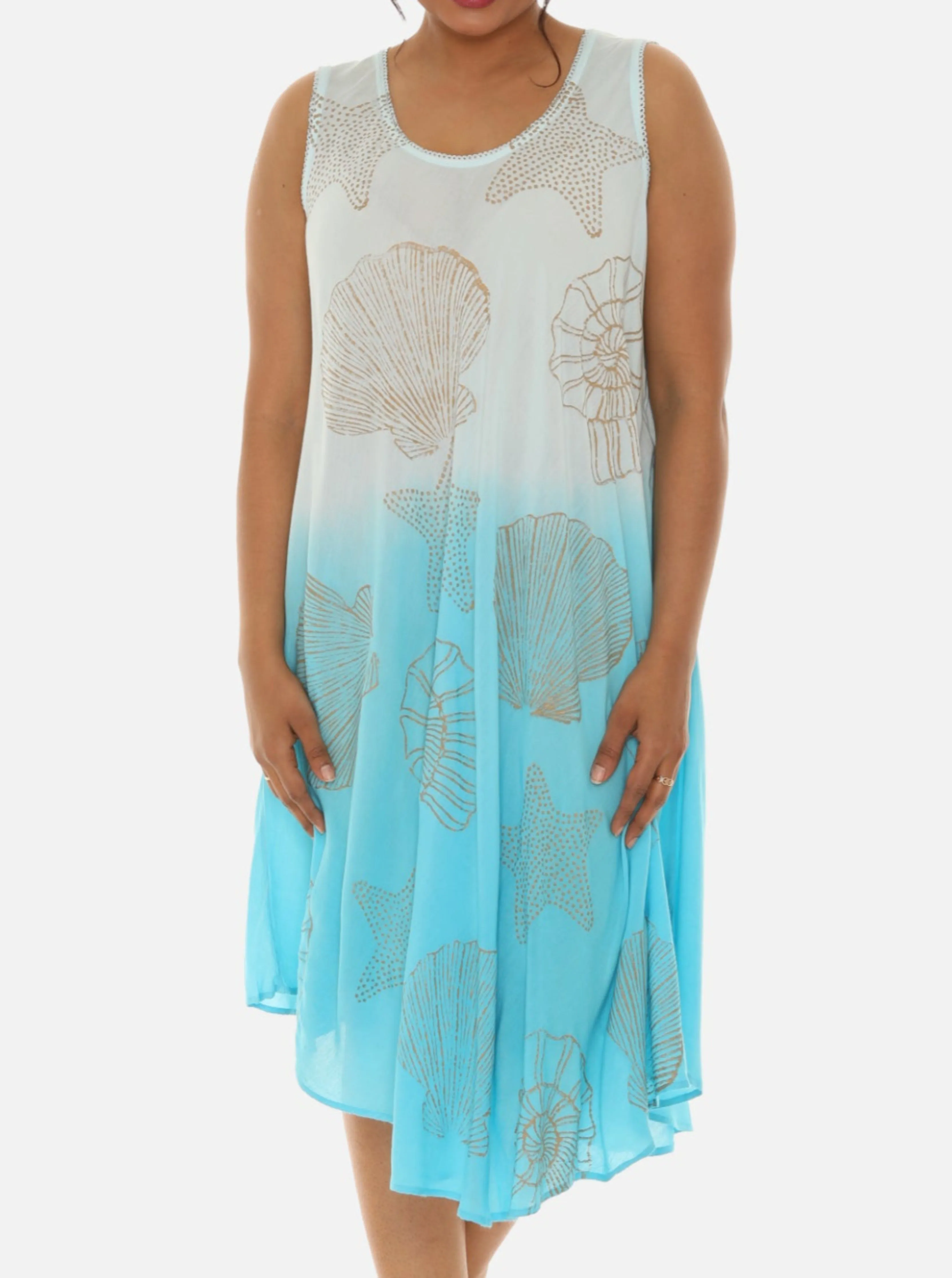 Sea Shell Print on Rayon Women's Midi Dress