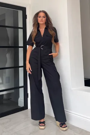 Seraphina Black Military Style Jumpsuit