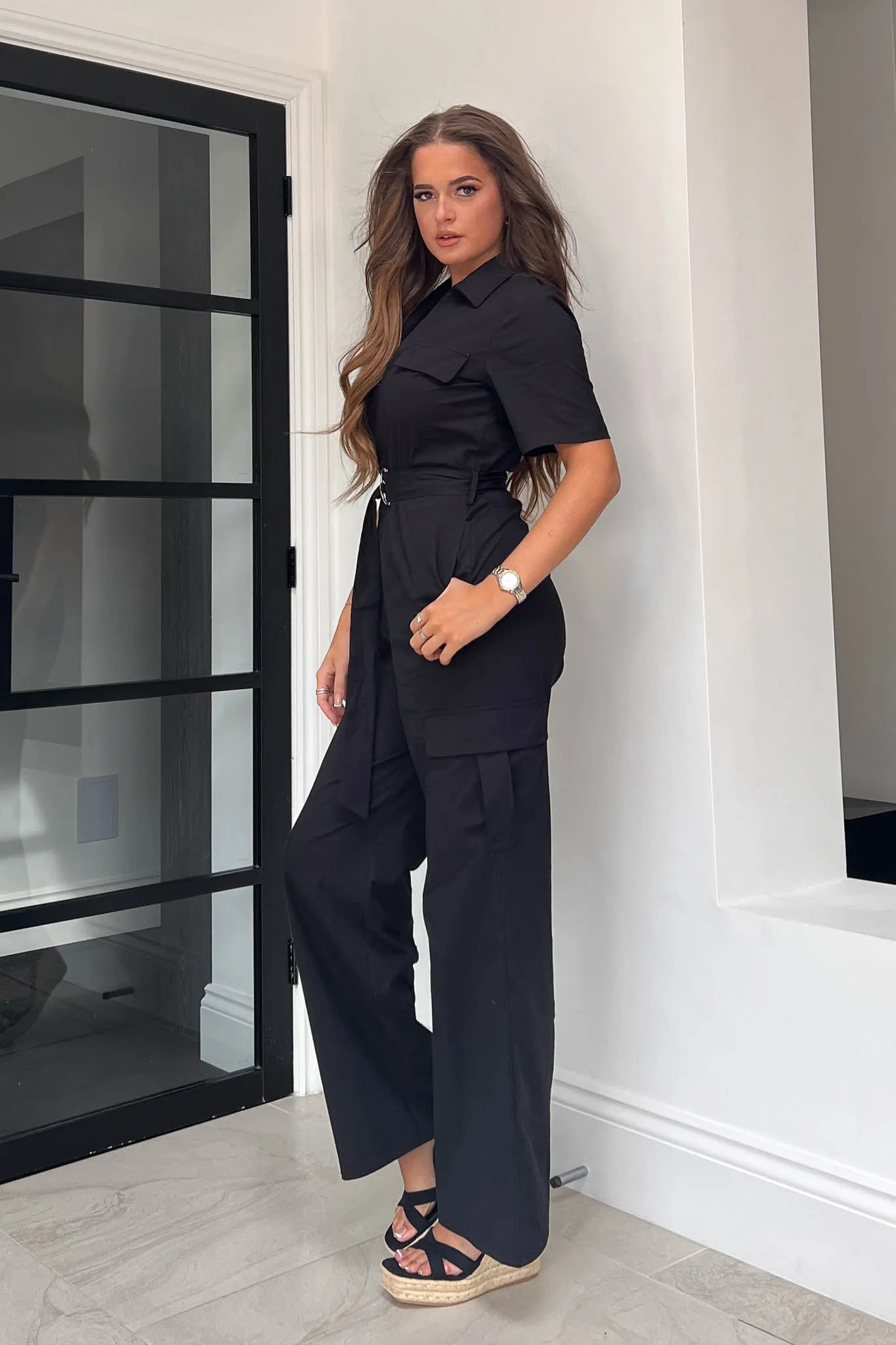 Seraphina Black Military Style Jumpsuit