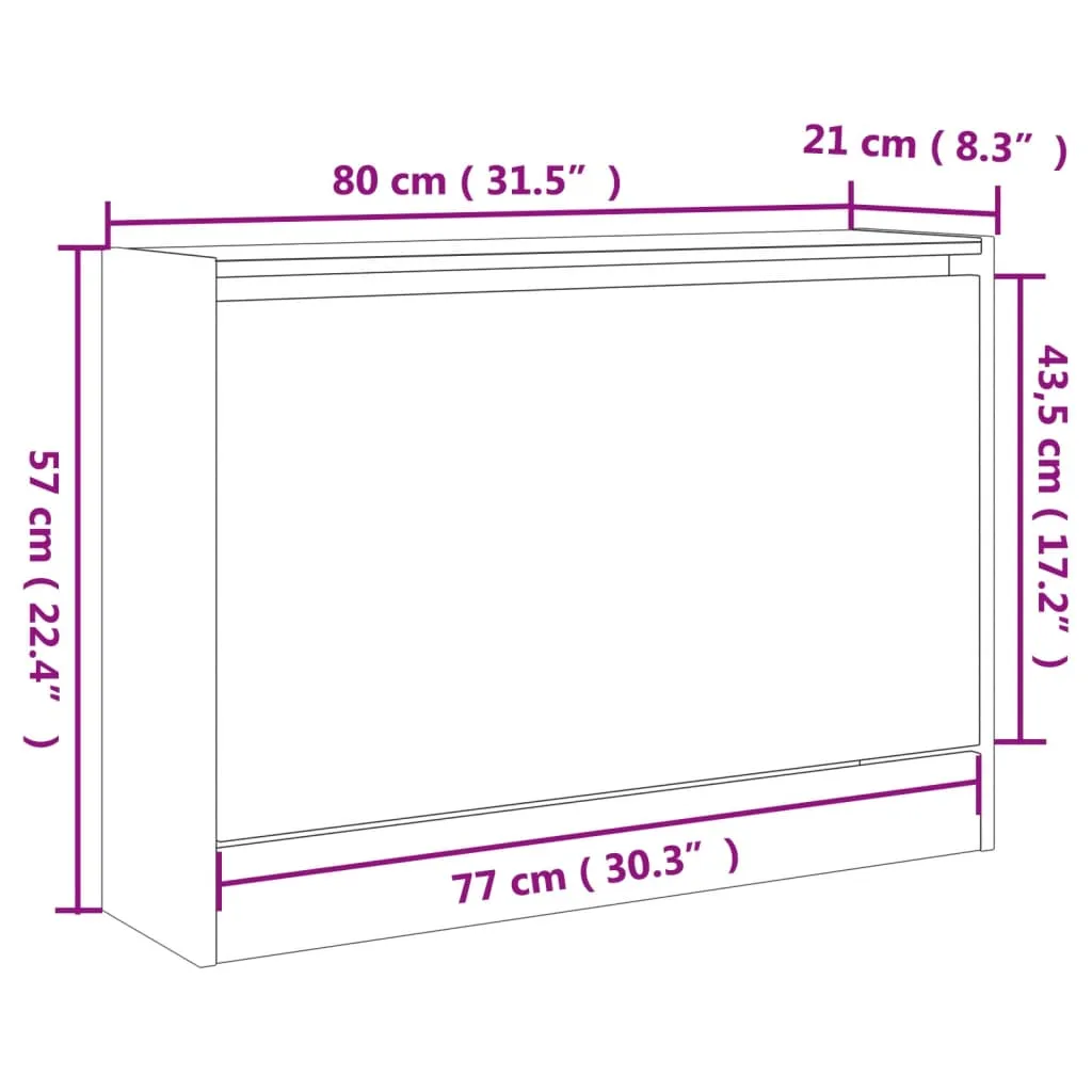 Shoe Cabinet Grey Sonoma 80x21x57 cm Engineered Wood