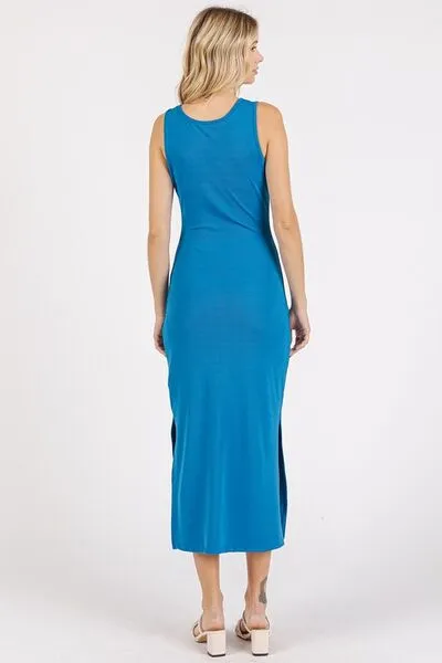 Side Slit Wide Strap Midi Tank Dress