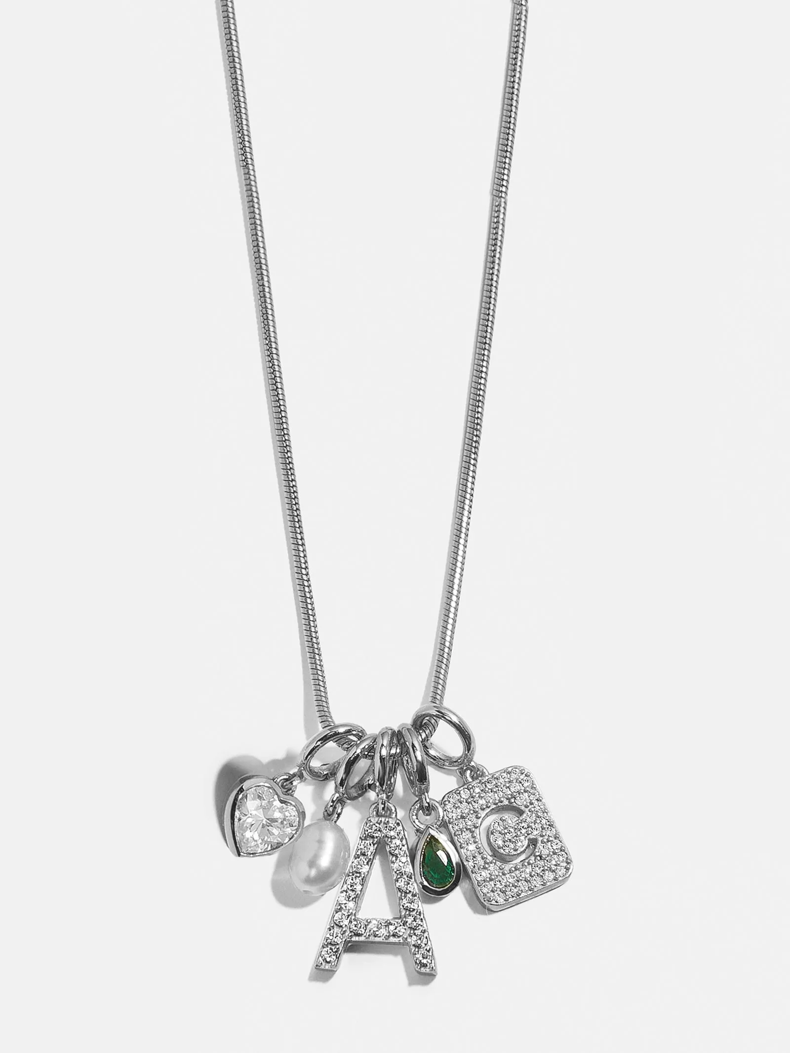 Silver Pave Initial Cluster Charm - A