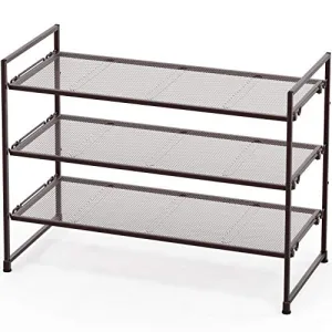 Simple Houseware 3-Tier Stackable Shoes Rack Storage Organizer Shelf, Bronze