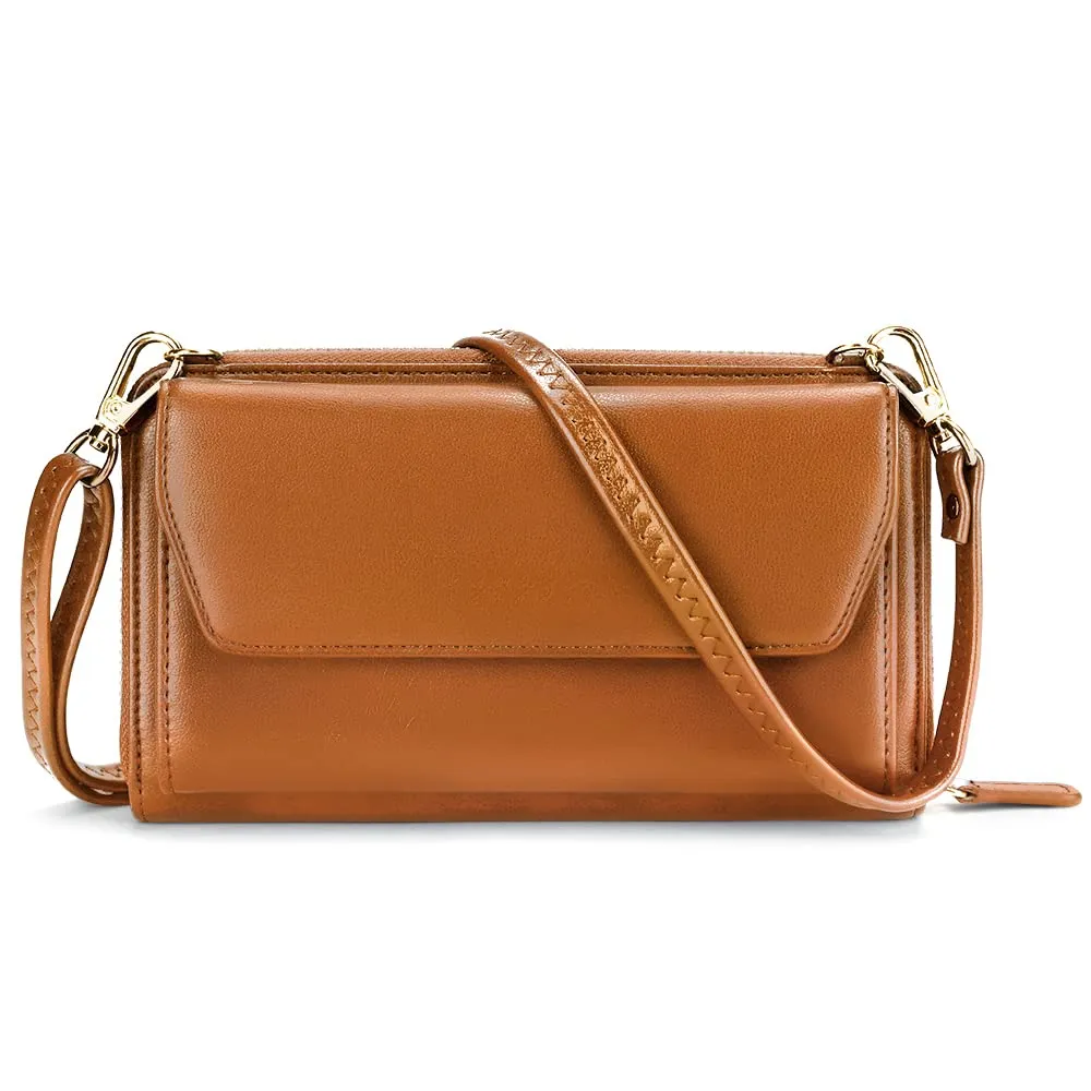 Small wallet with credit card holders, cell phone pocket with zipper around 2 straps