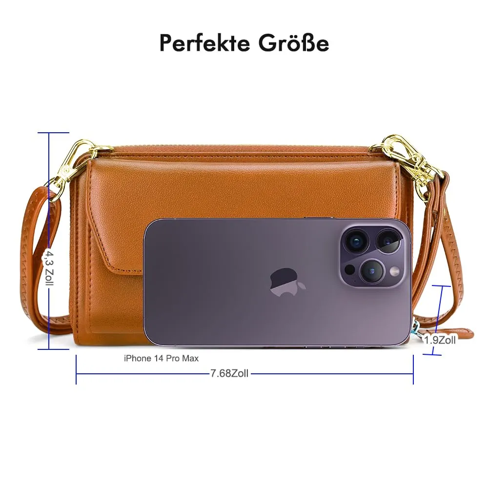 Small wallet with credit card holders, cell phone pocket with zipper around 2 straps