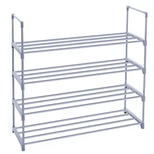 SONGMICS 4-Tier Shoe Rack Shoe Tower Shelf Storage Organizer Cabinet Grey ULSA14G