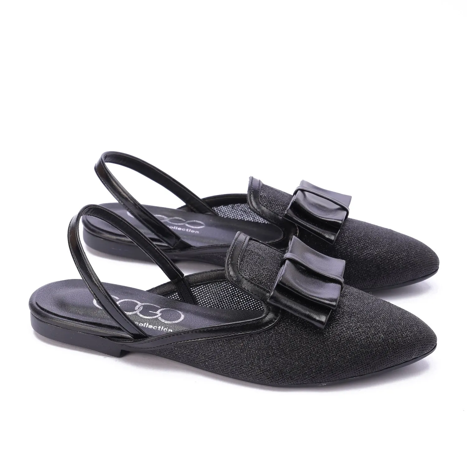 Sparkle Slingback Flats-Black