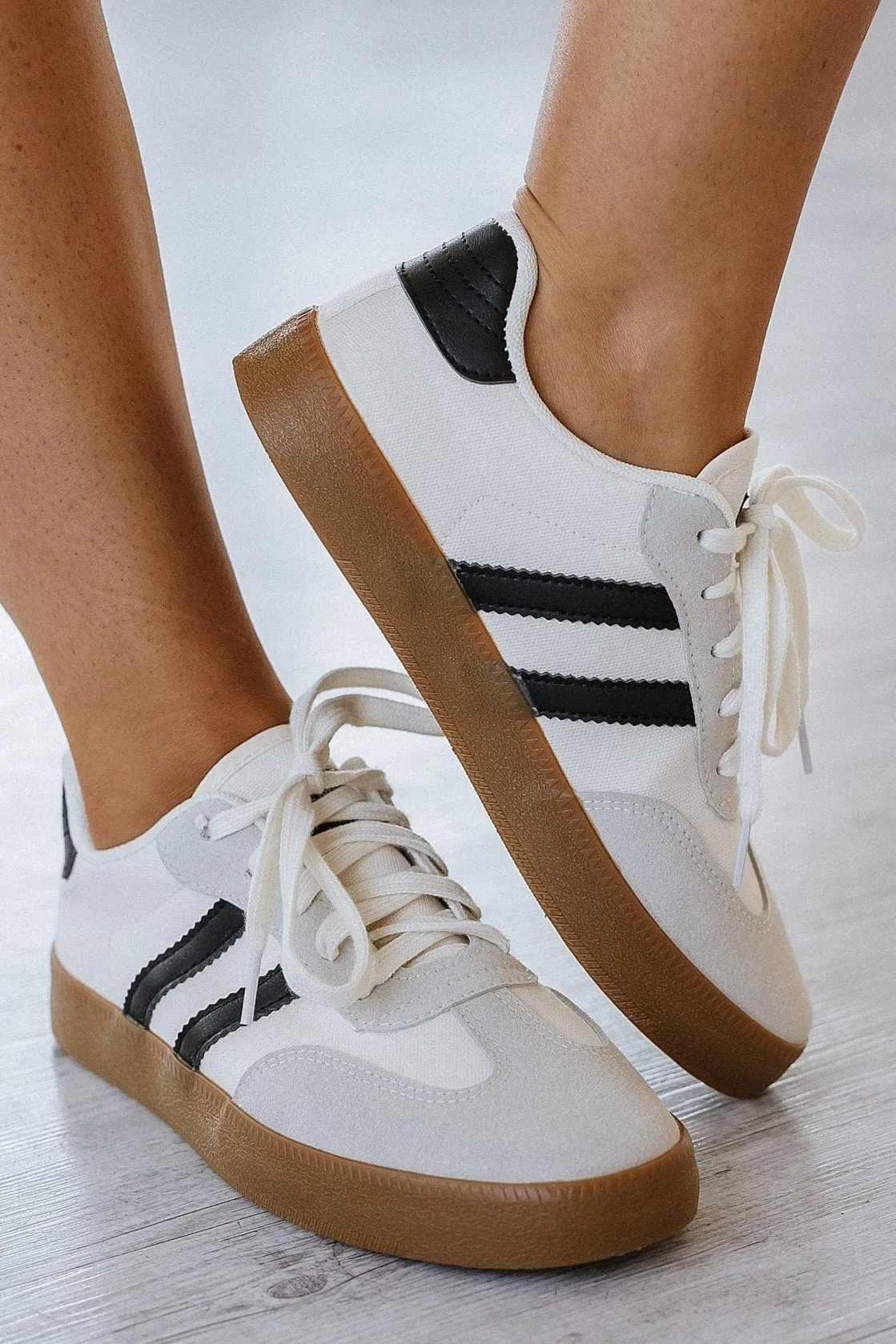 Striped Lace Up Flat Sneakers