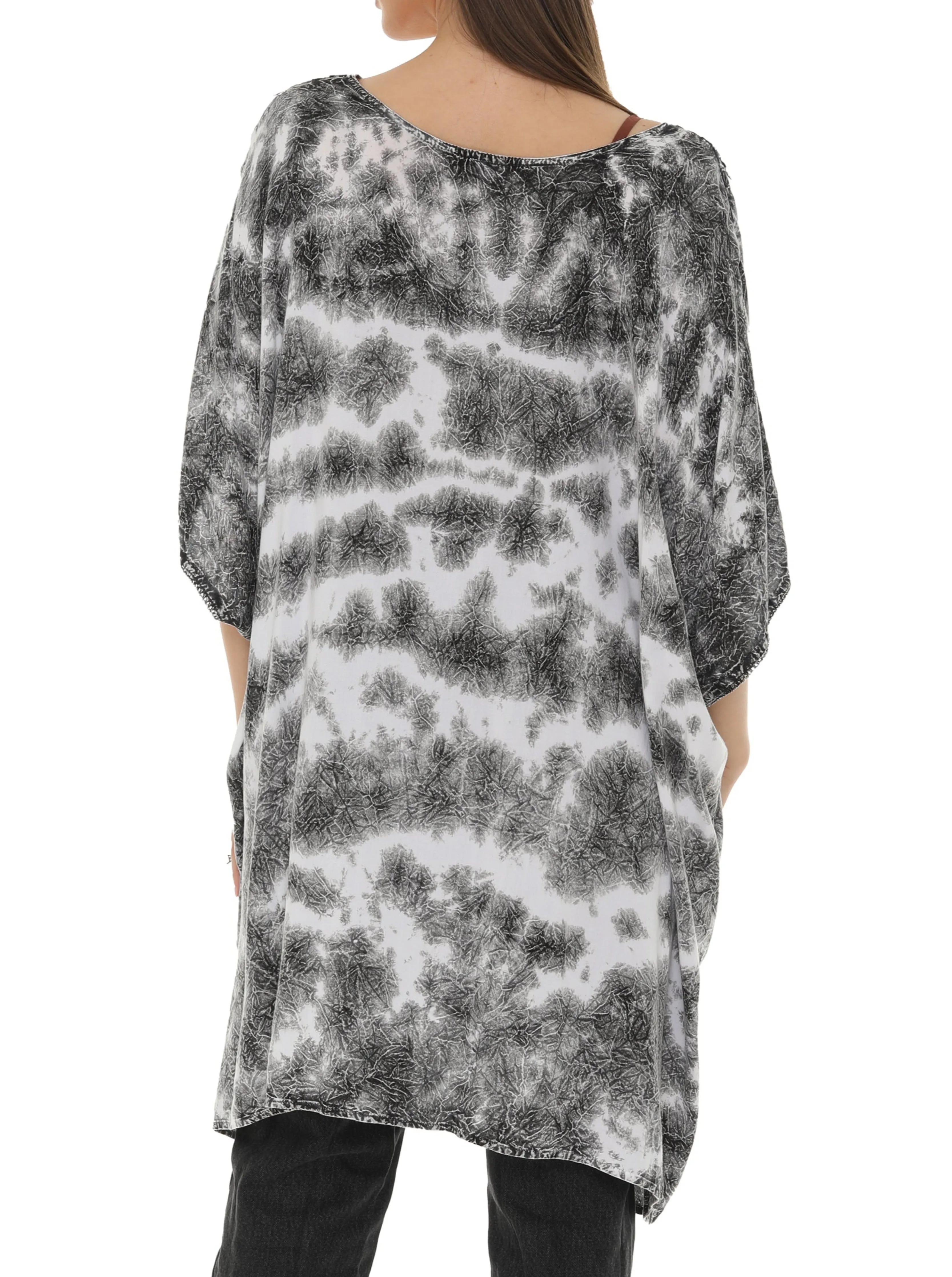 Tie Dye Caftan Style V-neck Embroidery Dress