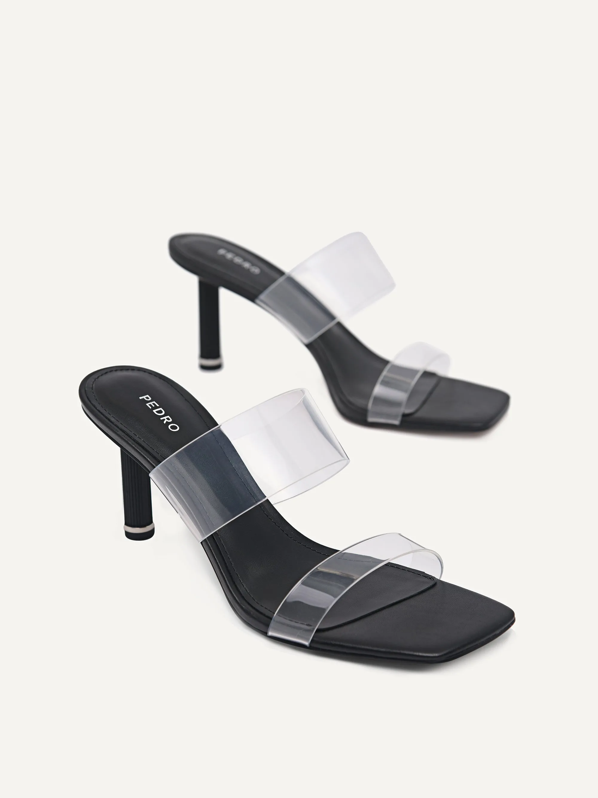 Vinyl Double Strap Heeled Sandals