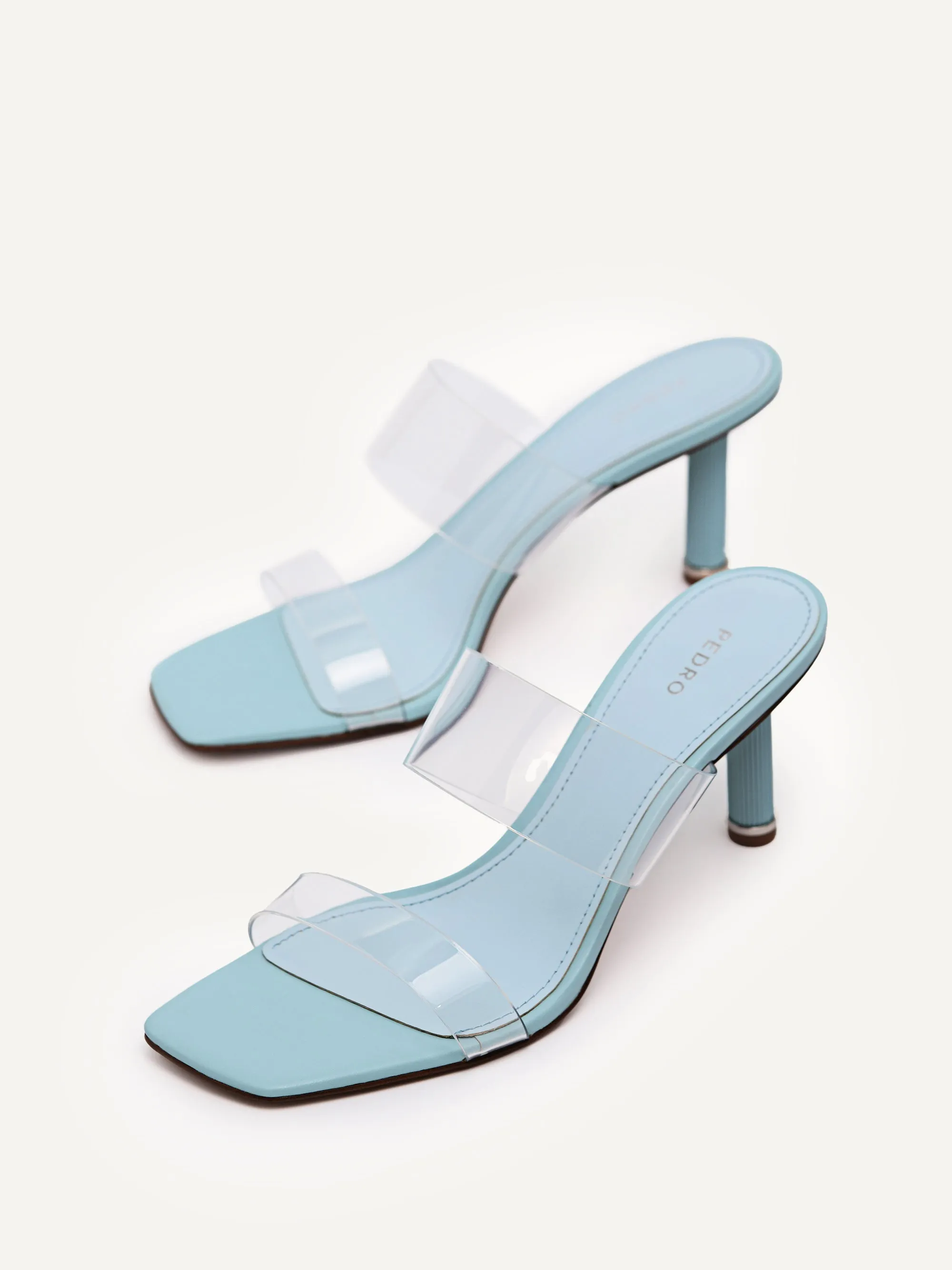Vinyl Double Strap Heeled Sandals