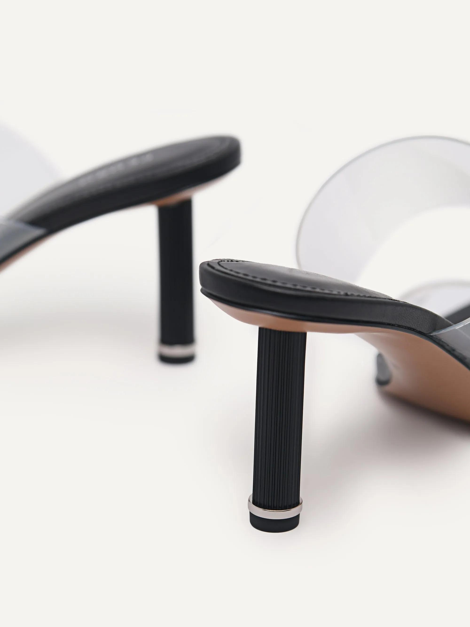 Vinyl Double Strap Heeled Sandals