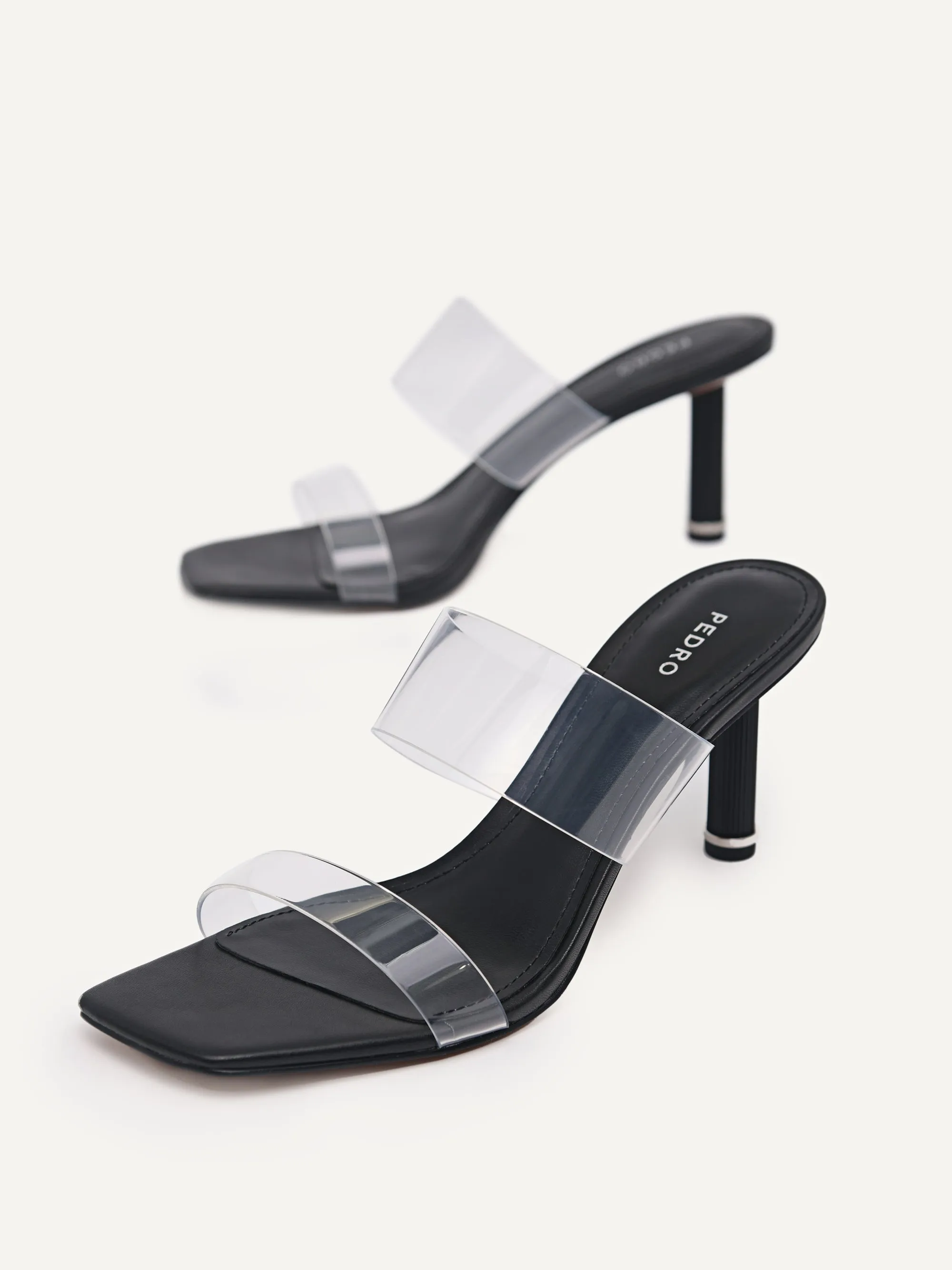 Vinyl Double Strap Heeled Sandals