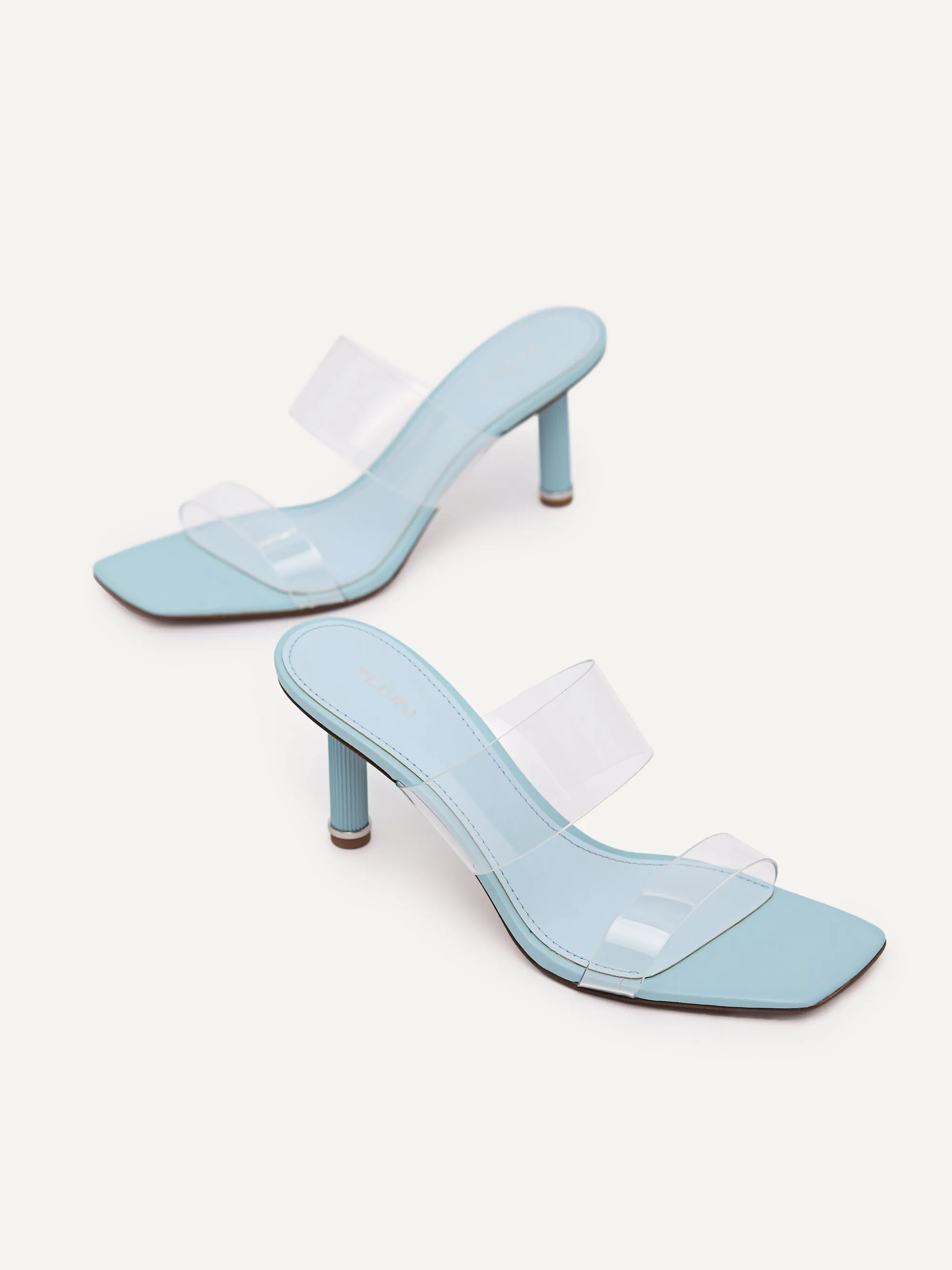 Vinyl Double Strap Heeled Sandals