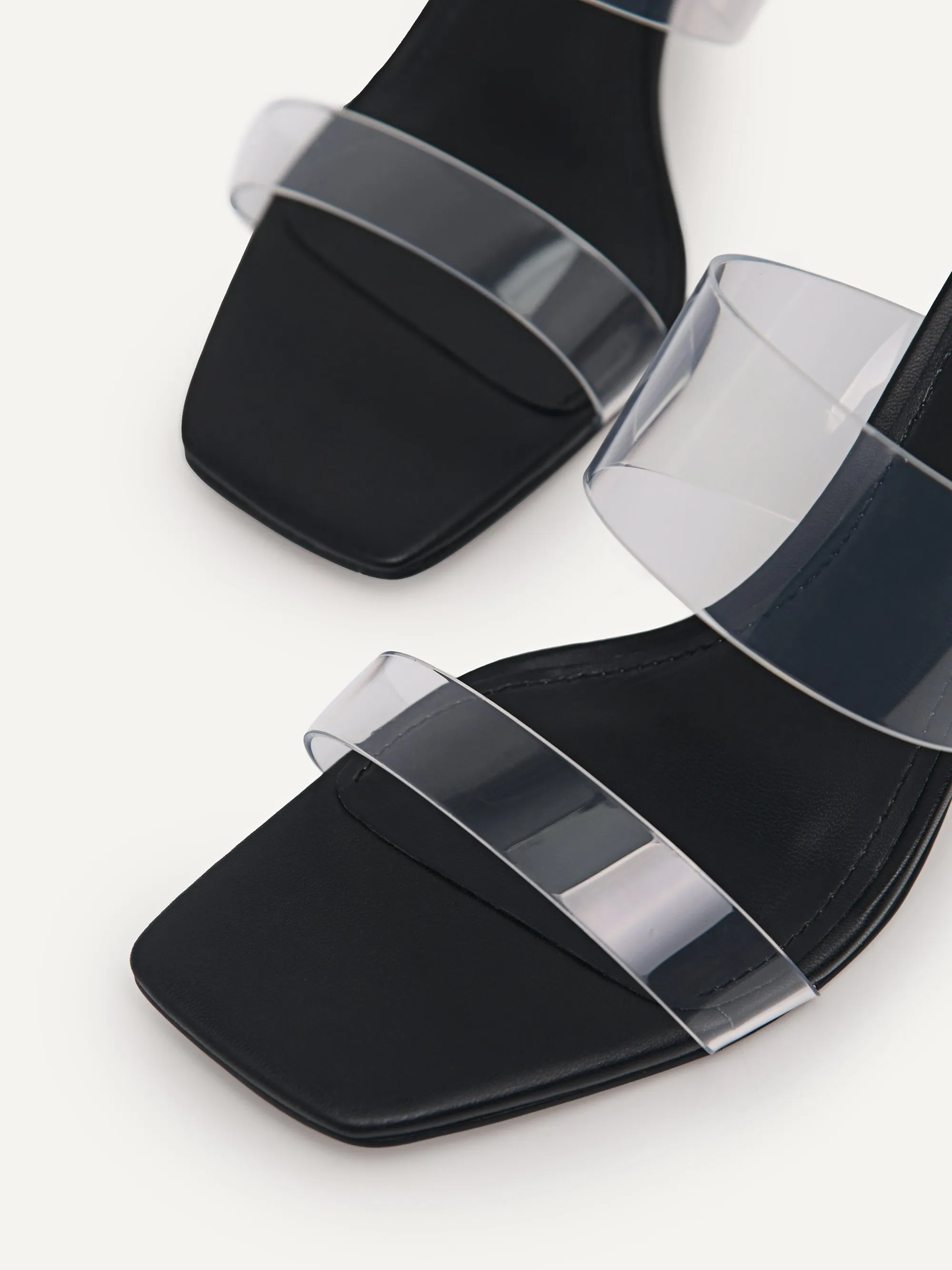 Vinyl Double Strap Heeled Sandals