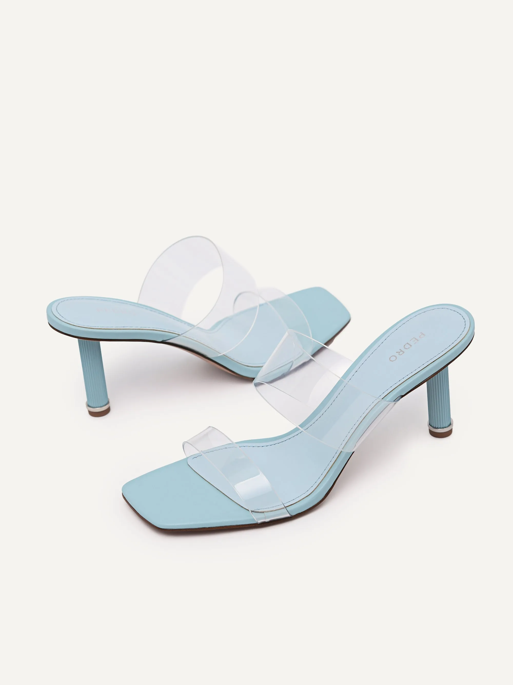 Vinyl Double Strap Heeled Sandals