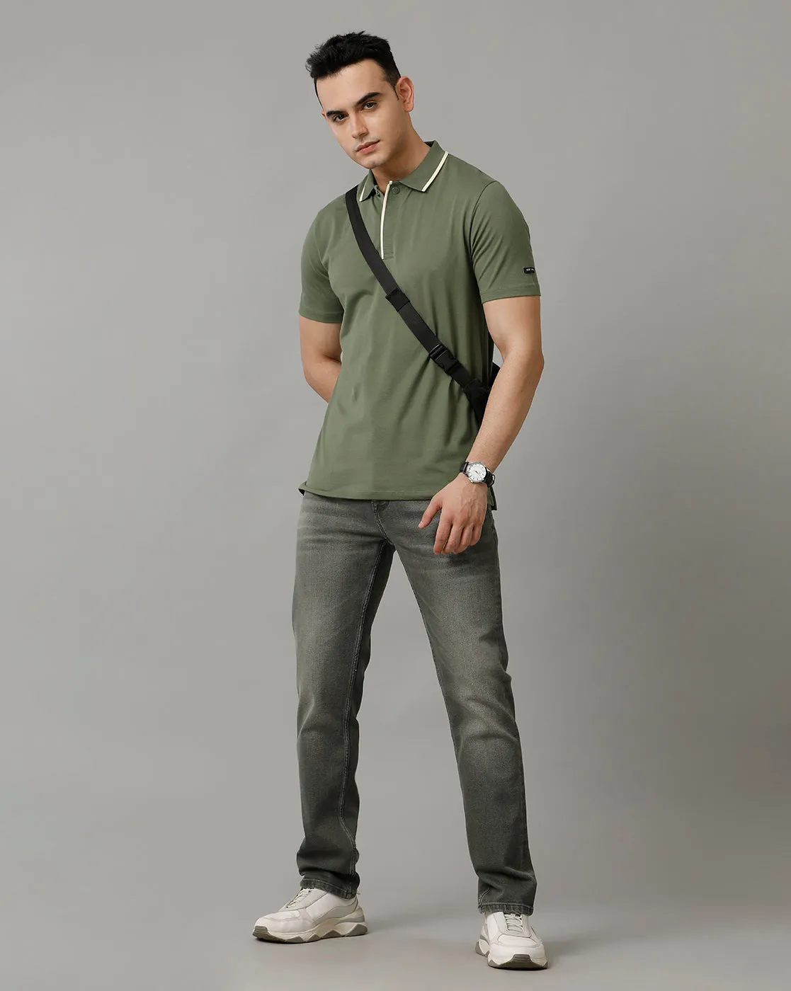 Voi Mens Army Green Borris Slim Jeans