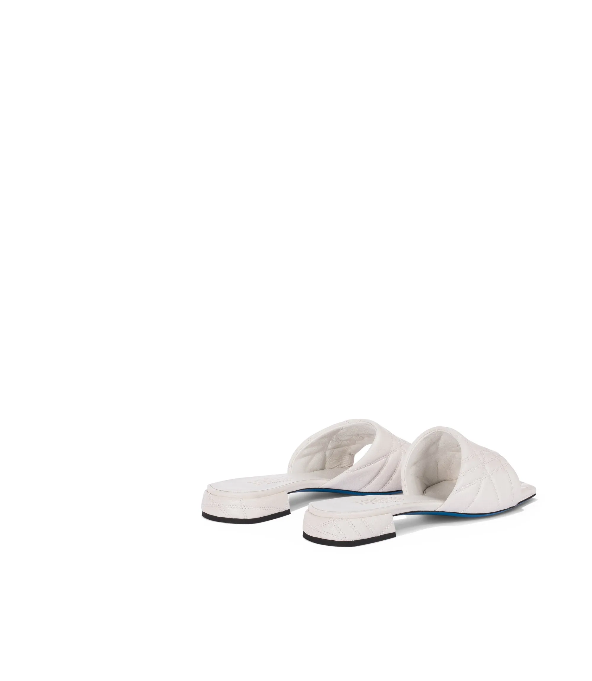 White quilted nappa leather flat sandals