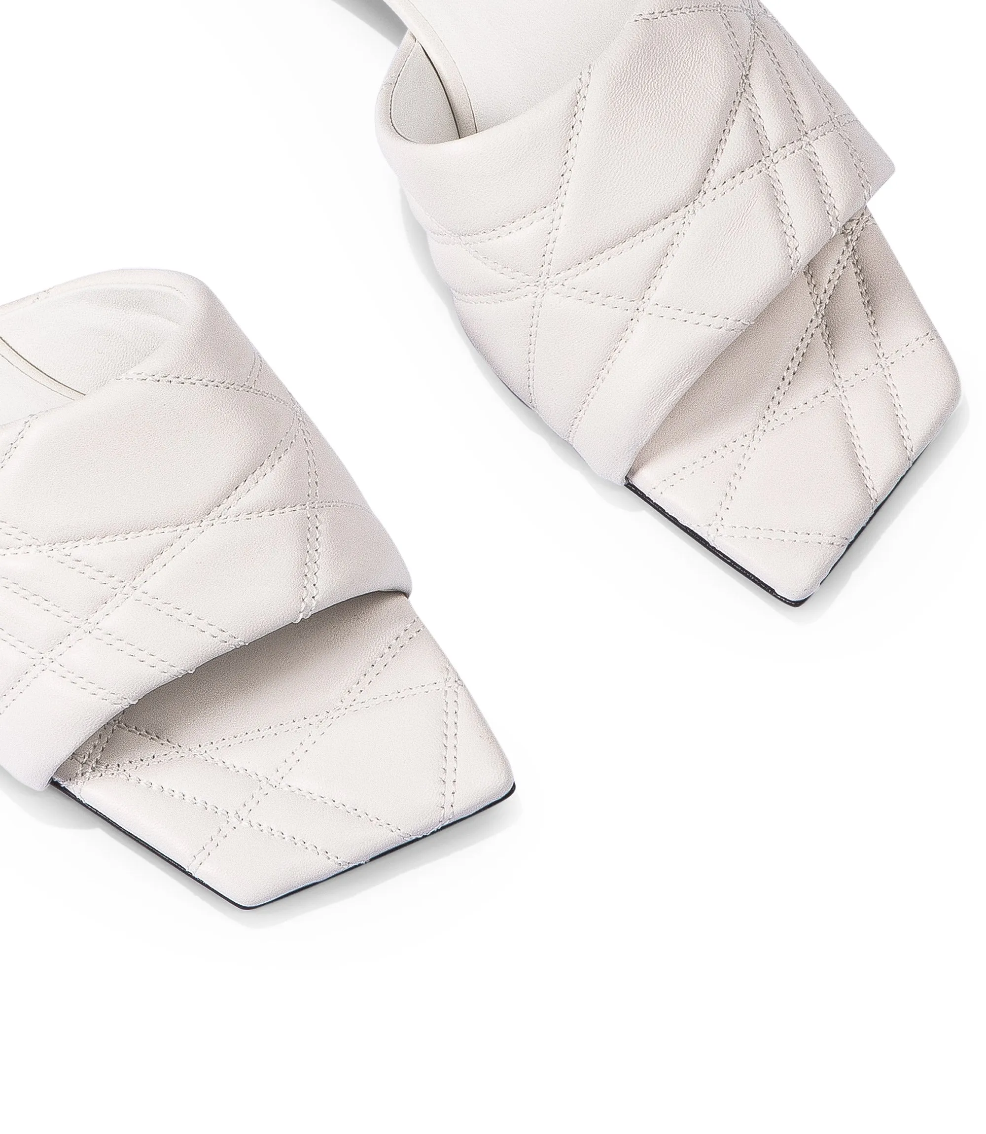 White quilted nappa leather flat sandals