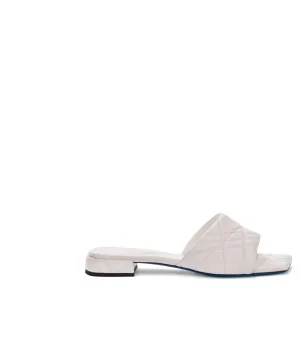 White quilted nappa leather flat sandals