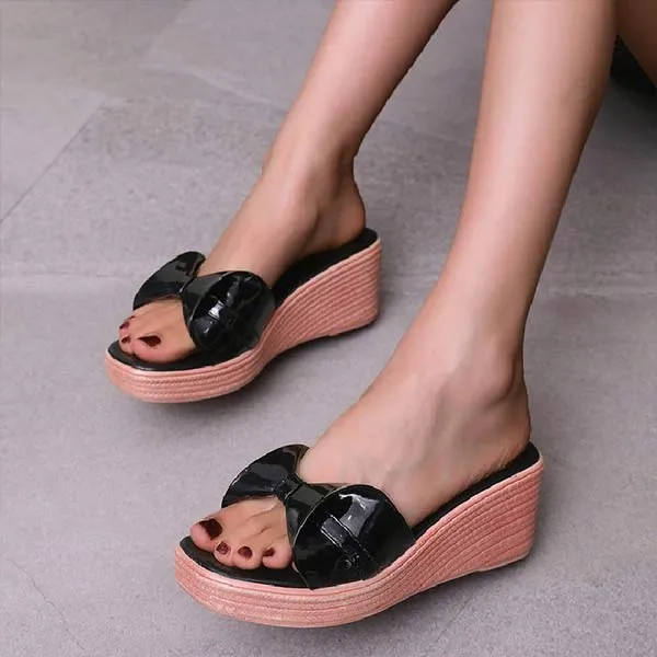 Women's Bowknot Wedge Slide Sandals 81253338C