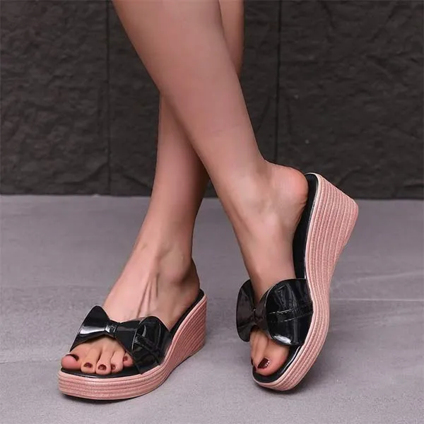 Women's Bowknot Wedge Slide Sandals 81253338C