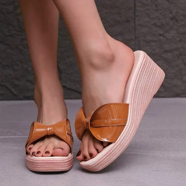 Women's Bowknot Wedge Slide Sandals 81253338C