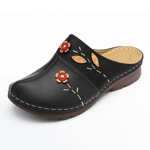 Women's Retro Hollow Flower Wedge Slippers 05435985S