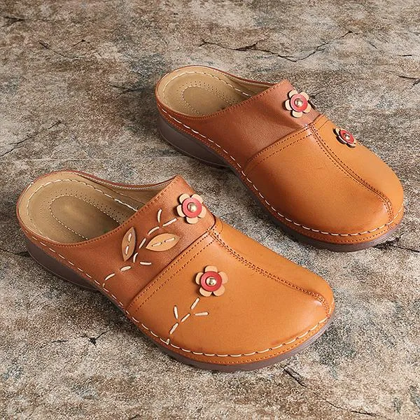 Women's Retro Hollow Flower Wedge Slippers 05435985S