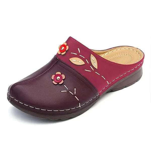 Women's Retro Hollow Flower Wedge Slippers 05435985S