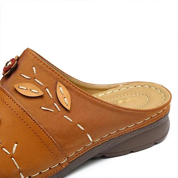Women's Retro Hollow Flower Wedge Slippers 05435985S